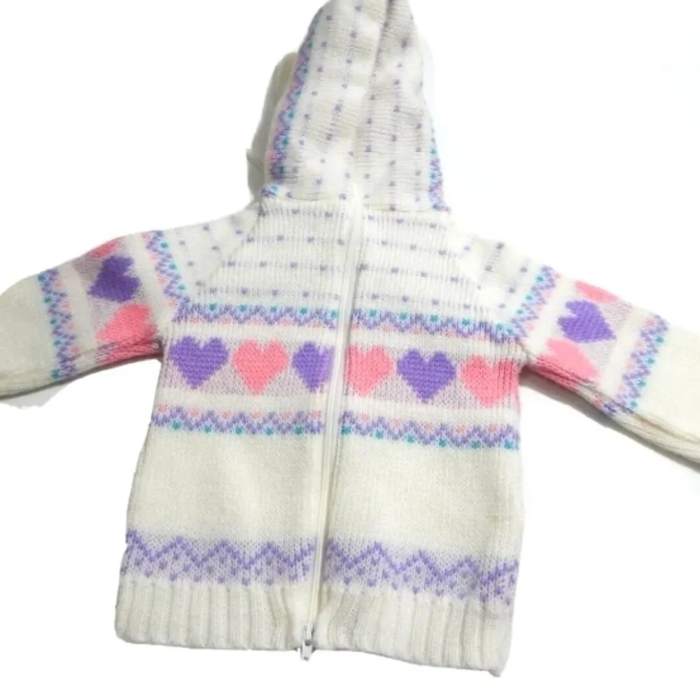 Vintage 80's Girls Hooded Heart Sweater